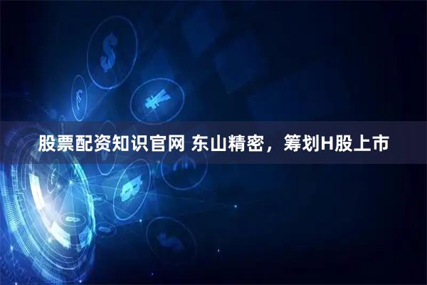 股票配资知识官网 东山精密，筹划H股上市